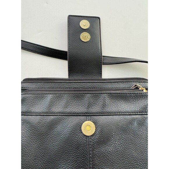 Tignanello Black Leather Crossbody Bag Adjustable Strap Gold Hardware - Picture 12 of 13